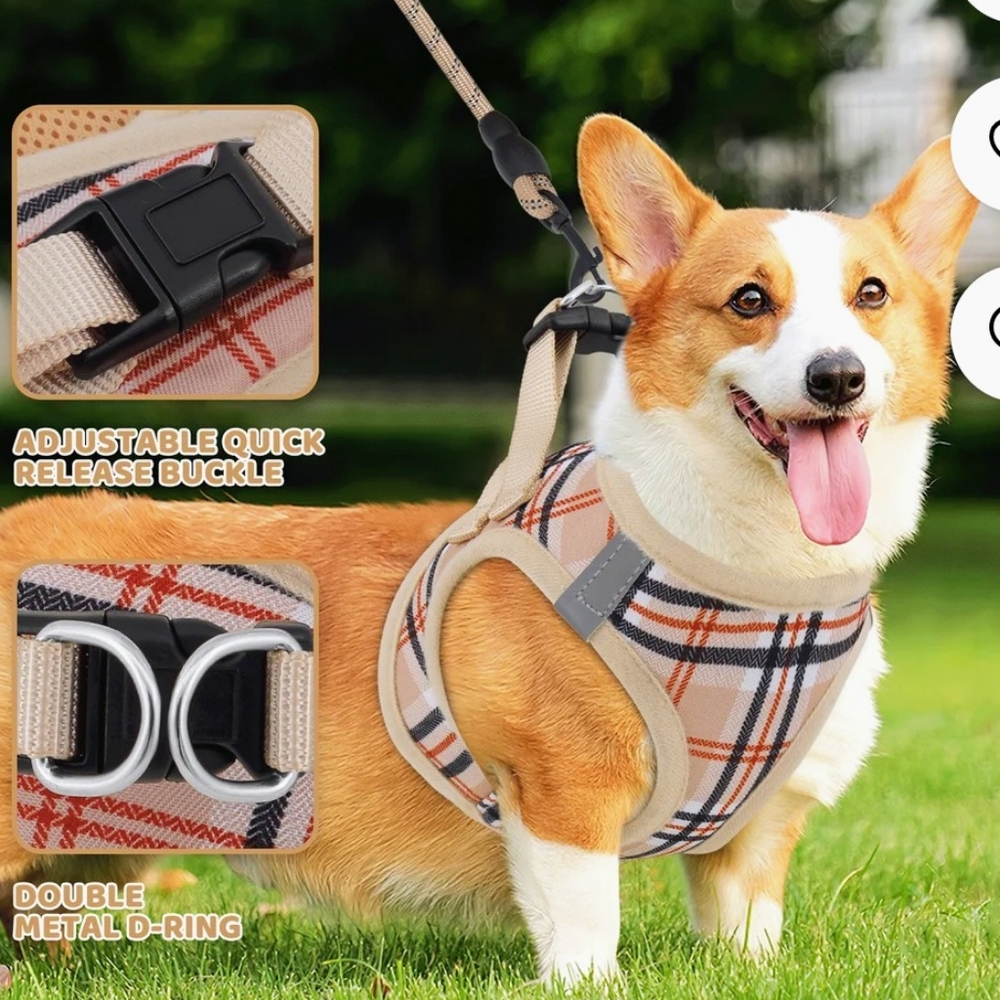 Puptech Plaid Dog Harness and Leash Set Small - Picture 5 of 10